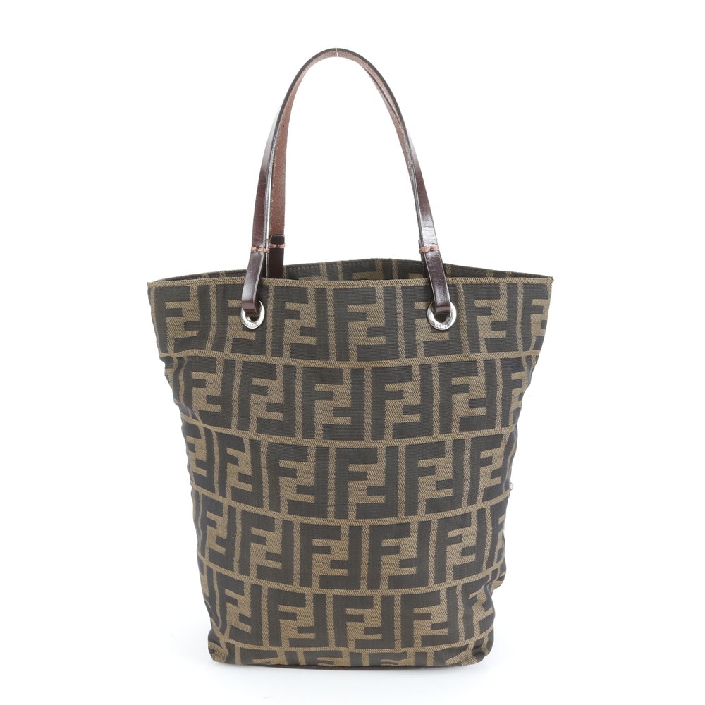 ■極美品 フェンディ ズッカ 26598 トート バッグ レザー×ナイロン