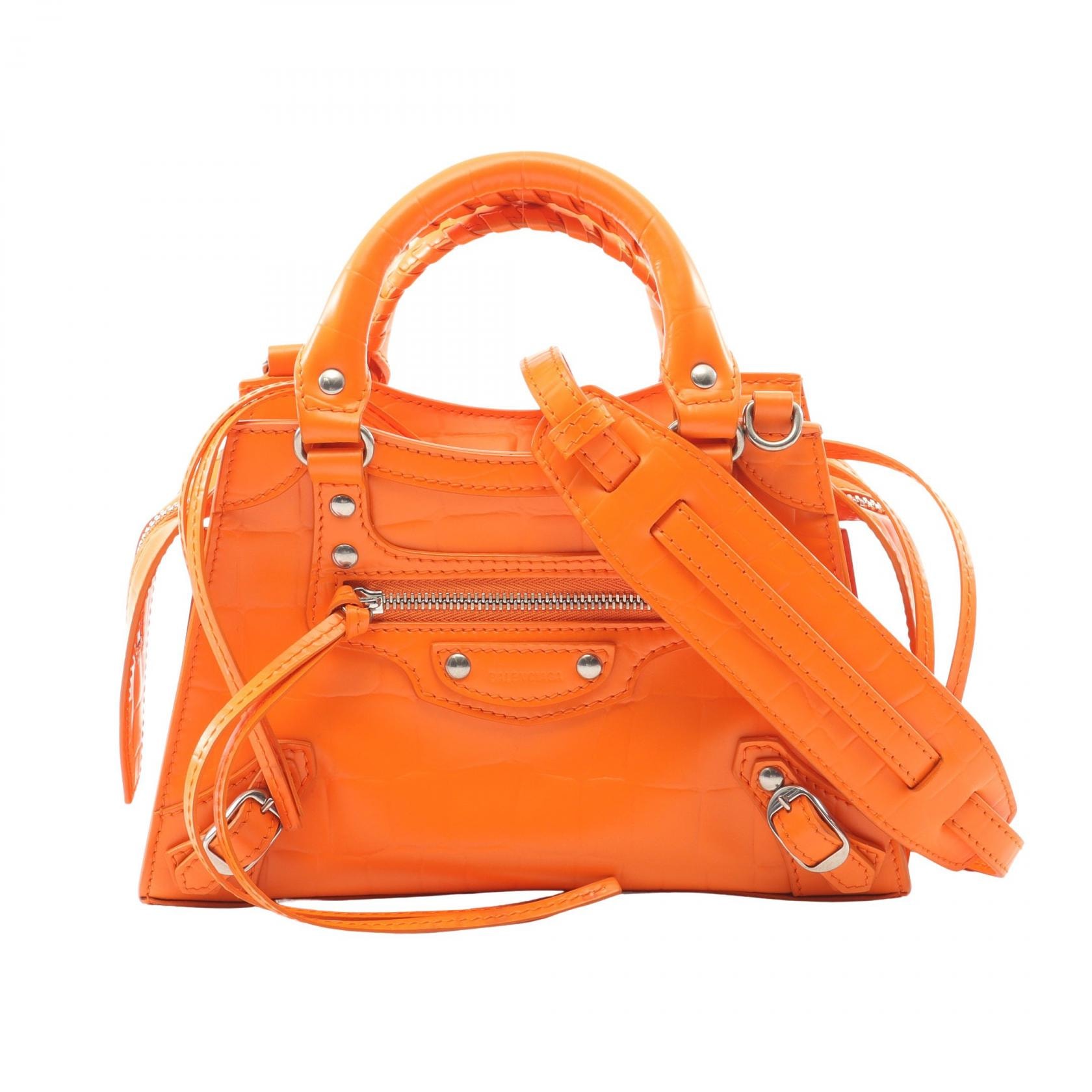 バレンシアガ BALENCIAGA NEO CLASS CITY MINI ネオ クラシック シティ ミニ ハンドバッグ バッグ レザー レディース オレンジ系 【中古】