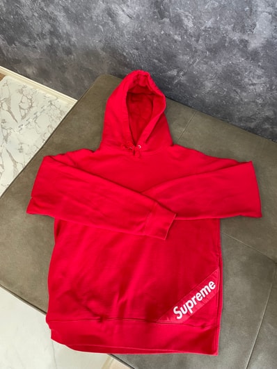 Supreme Corner Label Hooded Sweatshirt "Red"
