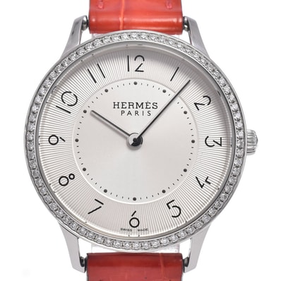 エルメス HERMES CA2.230 スリムドゥエルメス ベゼルダイヤ シルバー クォーツ レディース 美品 腕時計 Q#149226