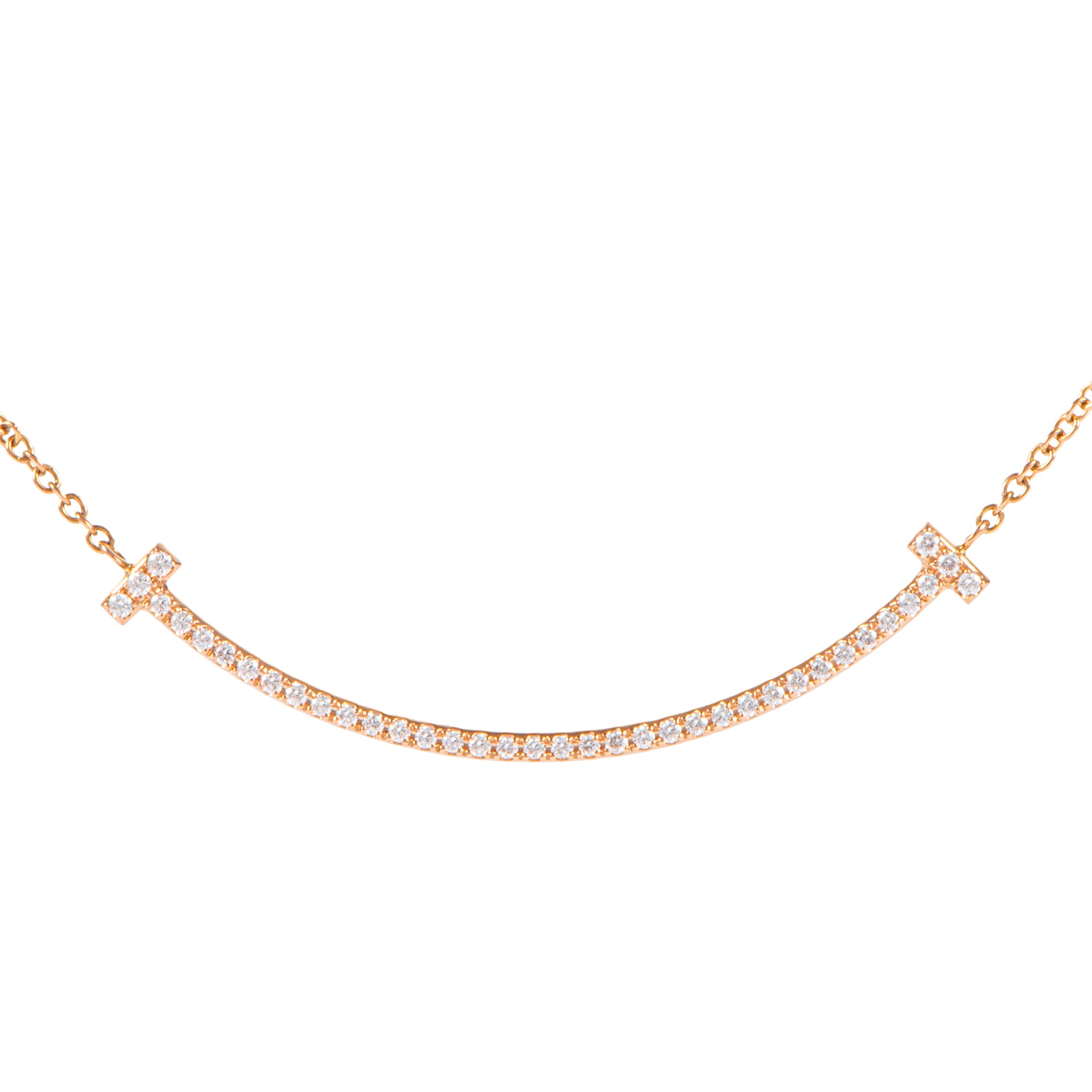 TIFFANY&Co. ティファニー ティファニーT スマイル ペンダント スモール ネックレス K18RG ダイヤモンド ピンク ゴールド【中古】