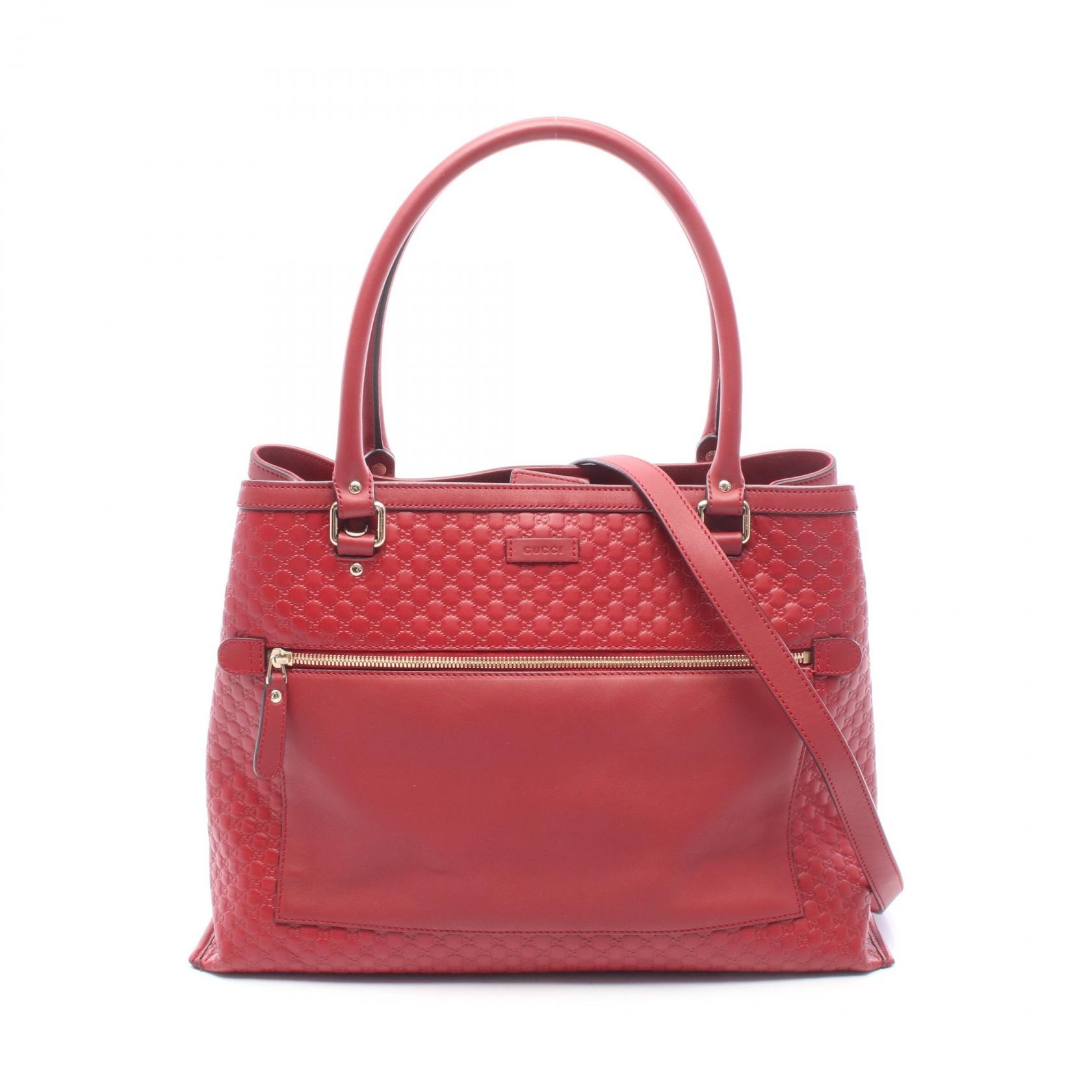 グッチ GUCCI マイクログッチシマ 2WAY トートバッグ バッグ レザー レディース レッド系 510290 【中古】