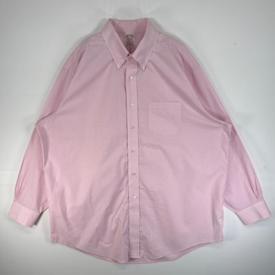 古着 90's/90年代 ブルックスブラザーズ Brooks Brothers 長袖シャツ ギンガム ボタンダウン 胸ポケ 2XL ピンク チェック メンズ
