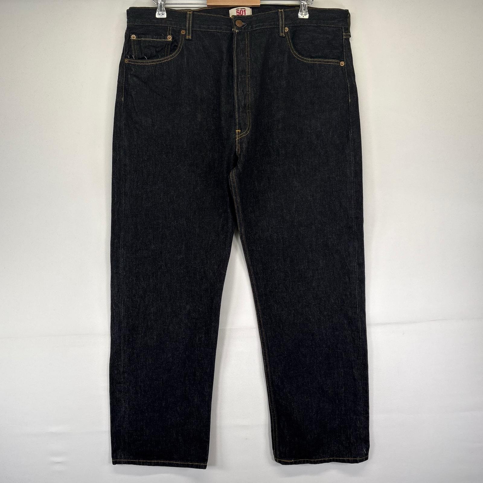 古着 リーバイス Levi's デニム パンツ Gパン 501 ボタンフライ 先染め ストレート 大きいサイズ W42×L32  ブラック系 メンズ