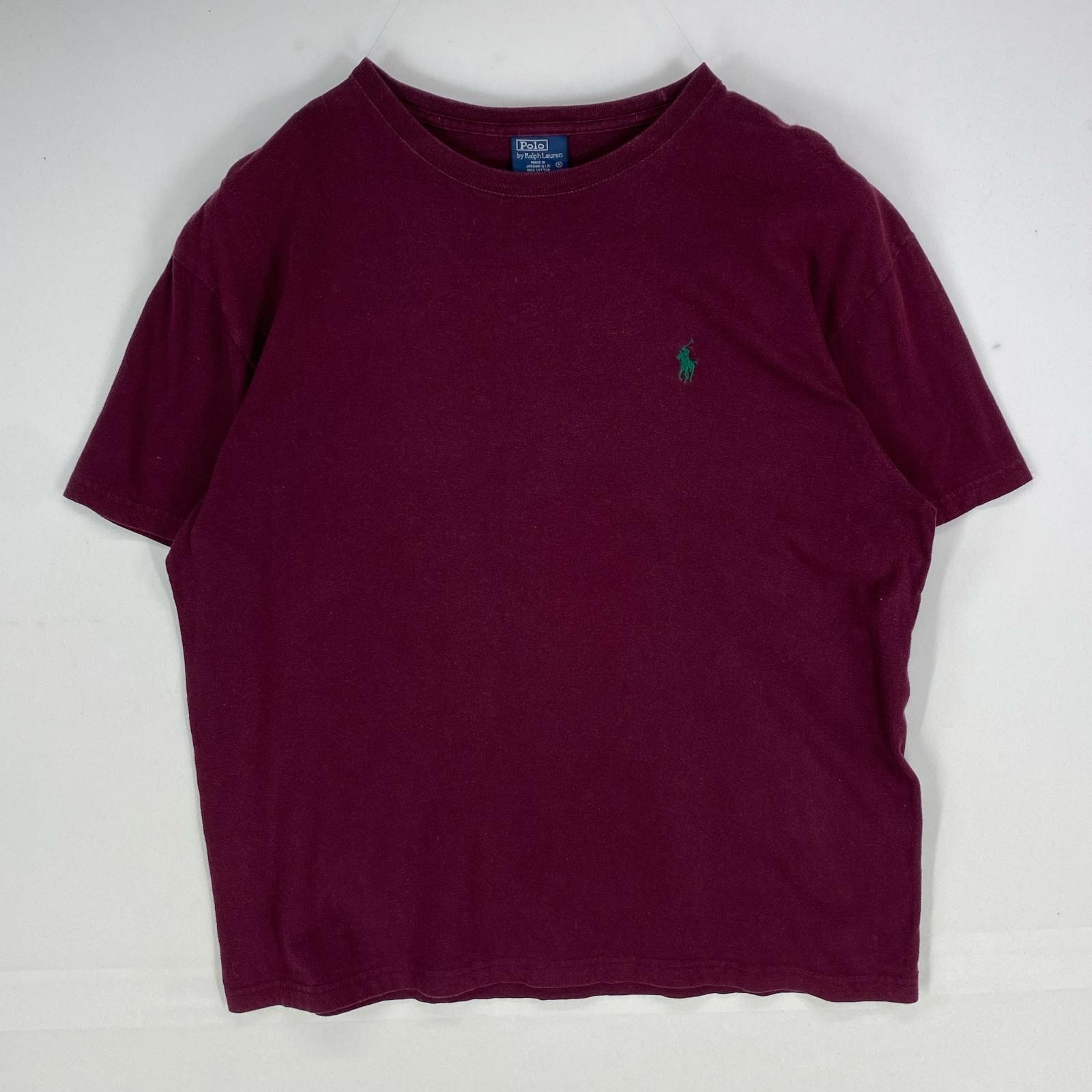古着 ポロバイラルフローレン Polo by Ralph Lauren 半袖Tシャツ クルーネック 刺繍ロゴ ショートスリーブ M バーガンディー メンズ