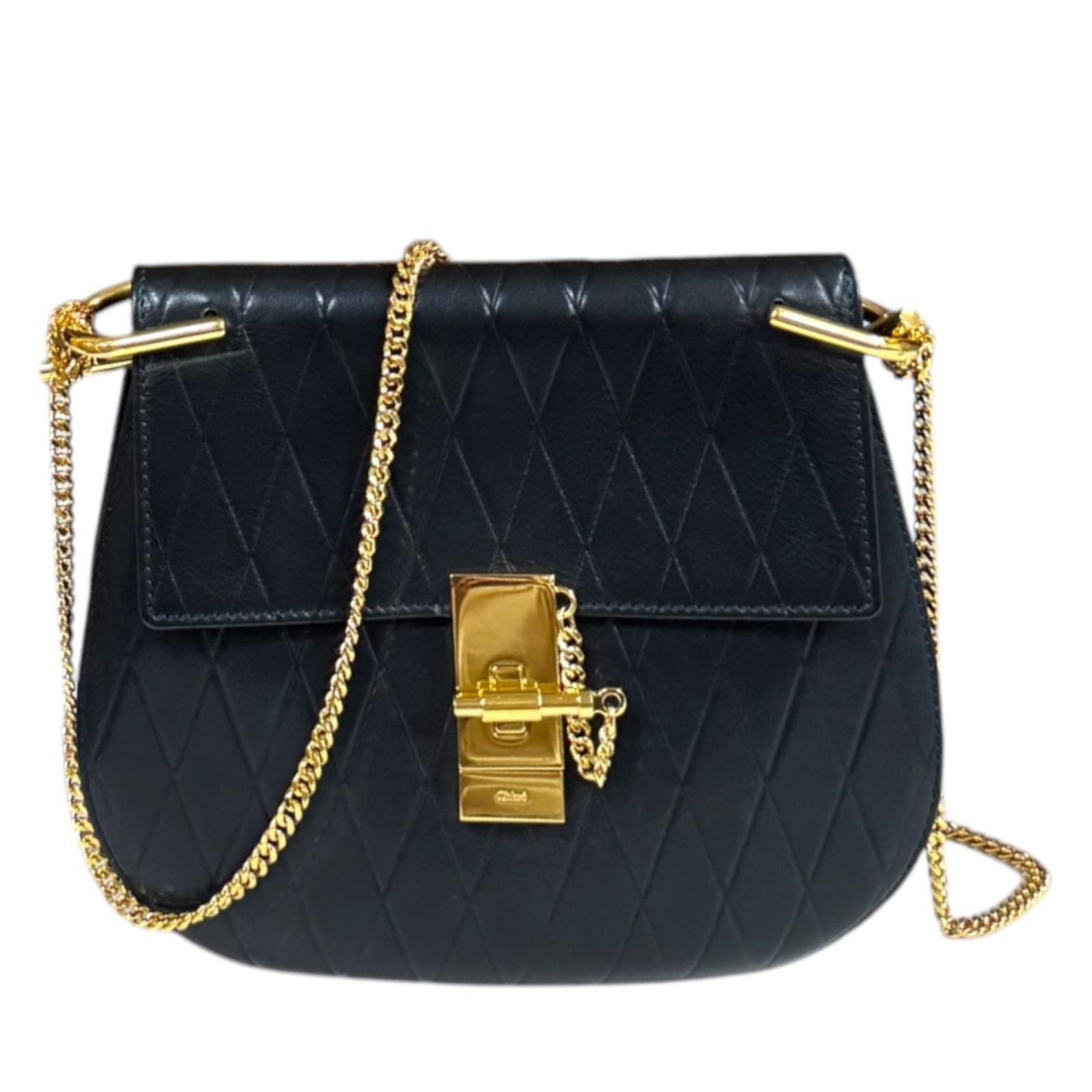 クロエ ドリュー ショルダーバッグ レザー ブラック レディース Chloe 中古
