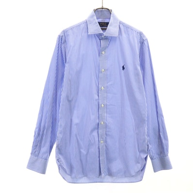 POLO RALPH LAUREN ポロラルフローレン ストライプ柄 長袖 シャツ 141/2 ブルー系