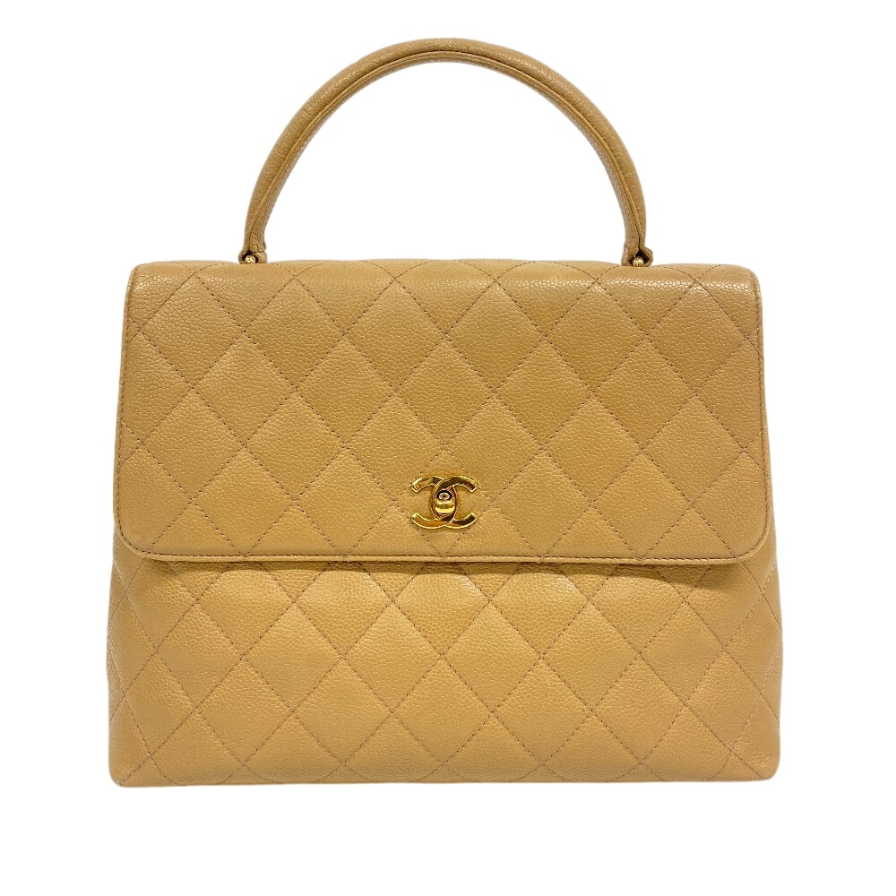 シャネル CHANEL ハンドバッグ マトラッセ ココマーク ターンロック ベージュ