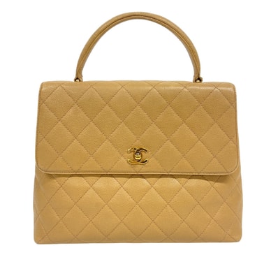 シャネル CHANEL ハンドバッグ マトラッセ ココマーク ターンロック ベージュ