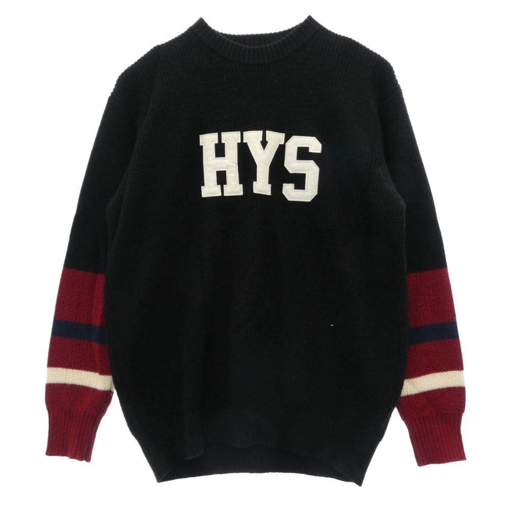 HYSTERIC GLAMOUR ヒステリックグラマー ニット 02183NS11 FELT LOGO RIB-KNIT SWEATER HYSロゴ リブニット セーター ブラック系 M【中古】