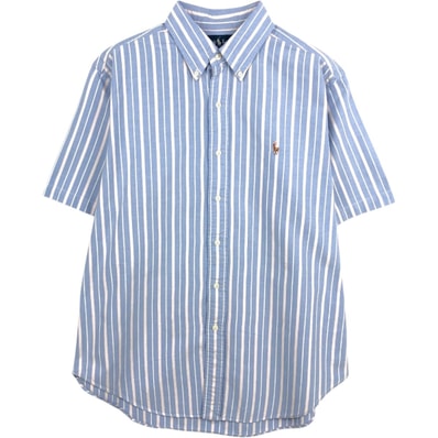 古着 ラルフローレン Ralph Lauren BLAKE 半袖 ボタンダウン ストライプシャツ メンズL相当/eaa668607