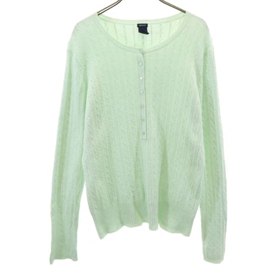 GAP ギャップ 長袖 ヘンリーネック ニット L ミント ケーブル