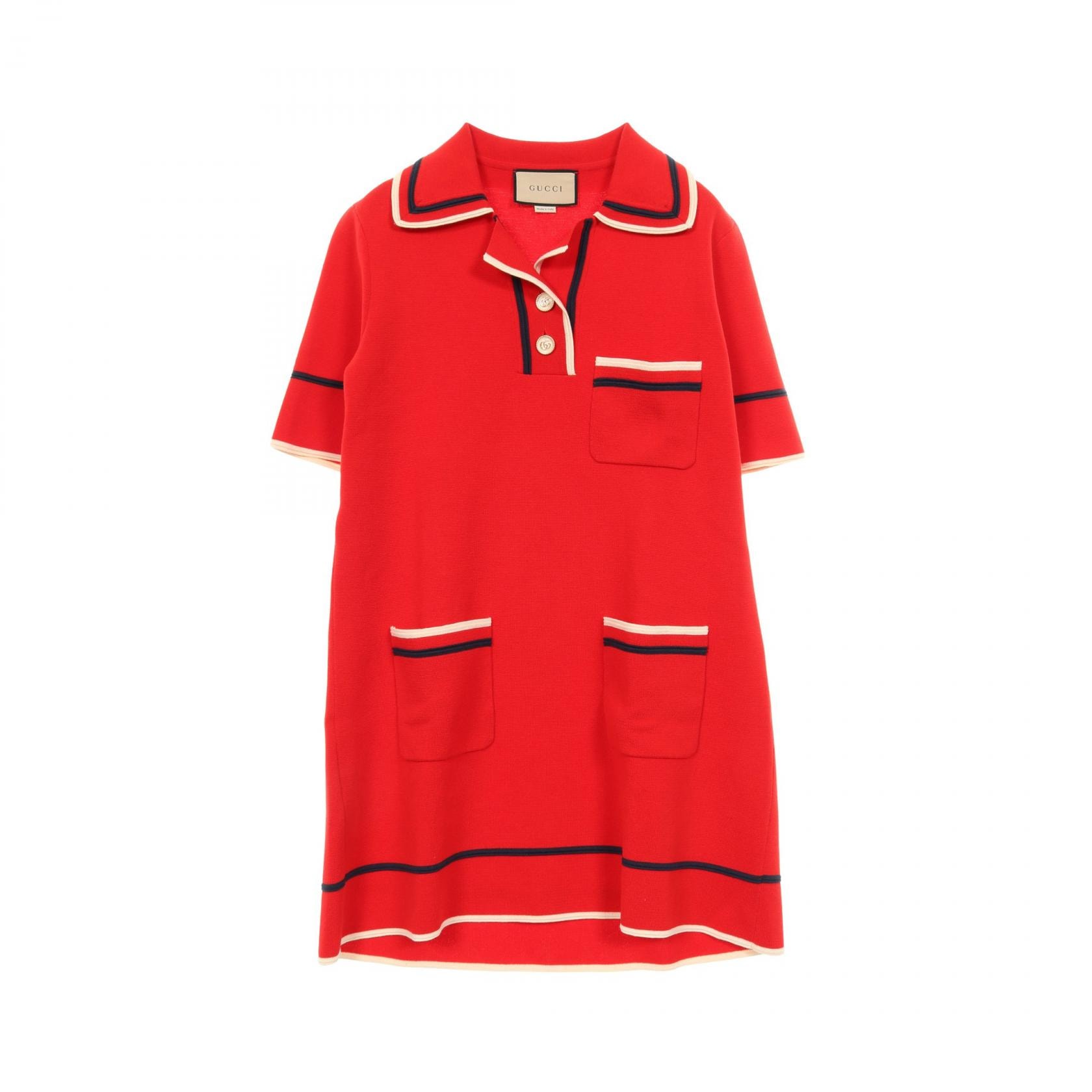 구찌 GUCCI 폴로 드레스 드레스 의류 탑 코튼 실크 여성용 실 [중고]
