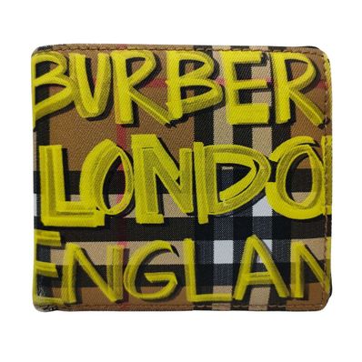 バーバリー財布 チェック柄 ペイント グラフィティ 二つ折り財布メンズ K181