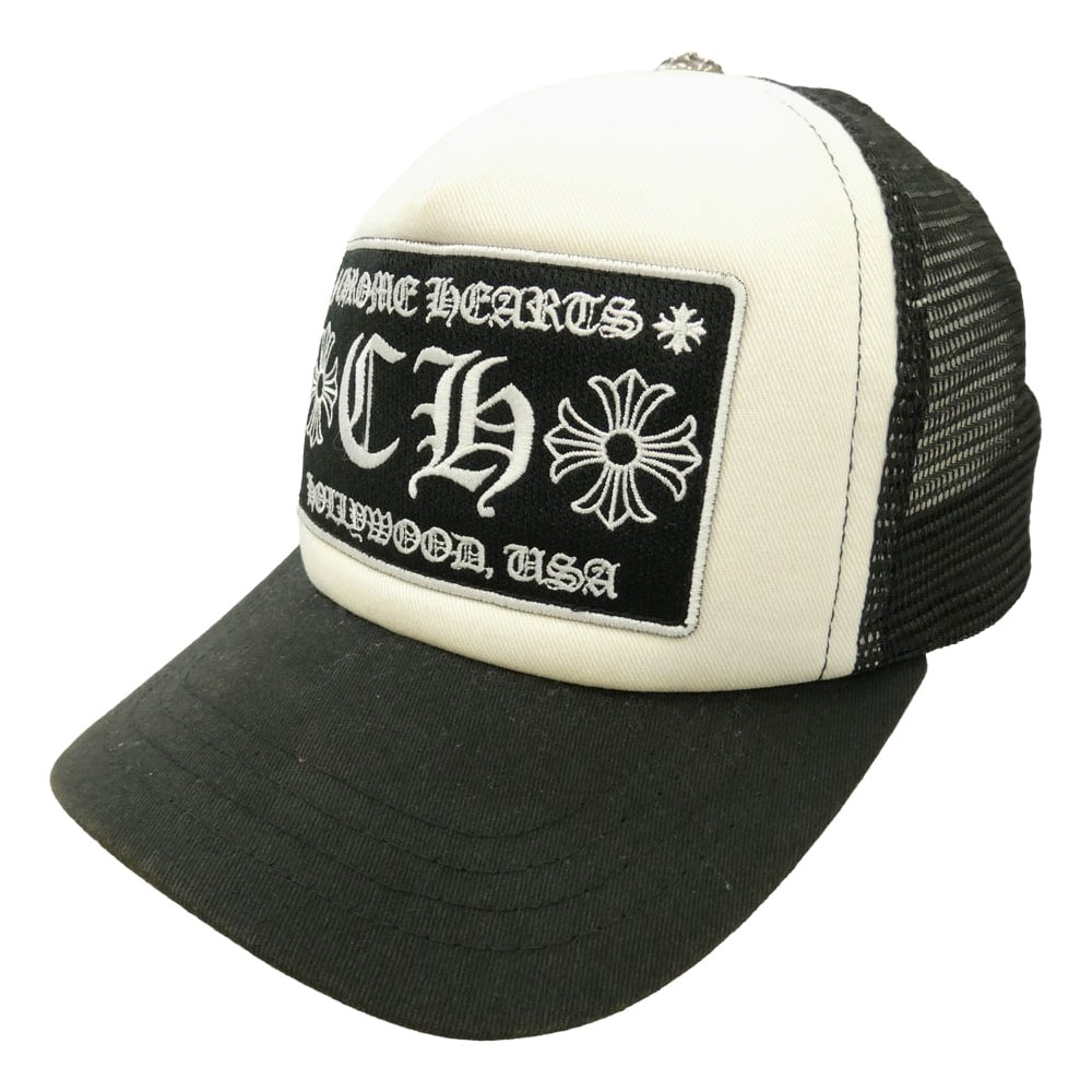 CHROME HEARTS クロムハーツ(原本無) TRUCKER CAP トラッカーキャップ CHパッチ クロスボール付 帽子 ブラック系 53-60【中古】