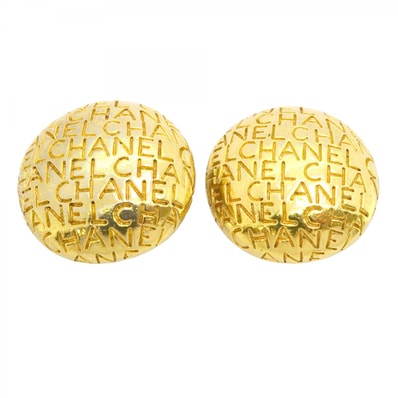 【6jdb0029-k】シャネル イヤリング ヴィンテージ シャネルロゴ 丸型 サークル GPメッキ ゴールド【中古】レディース