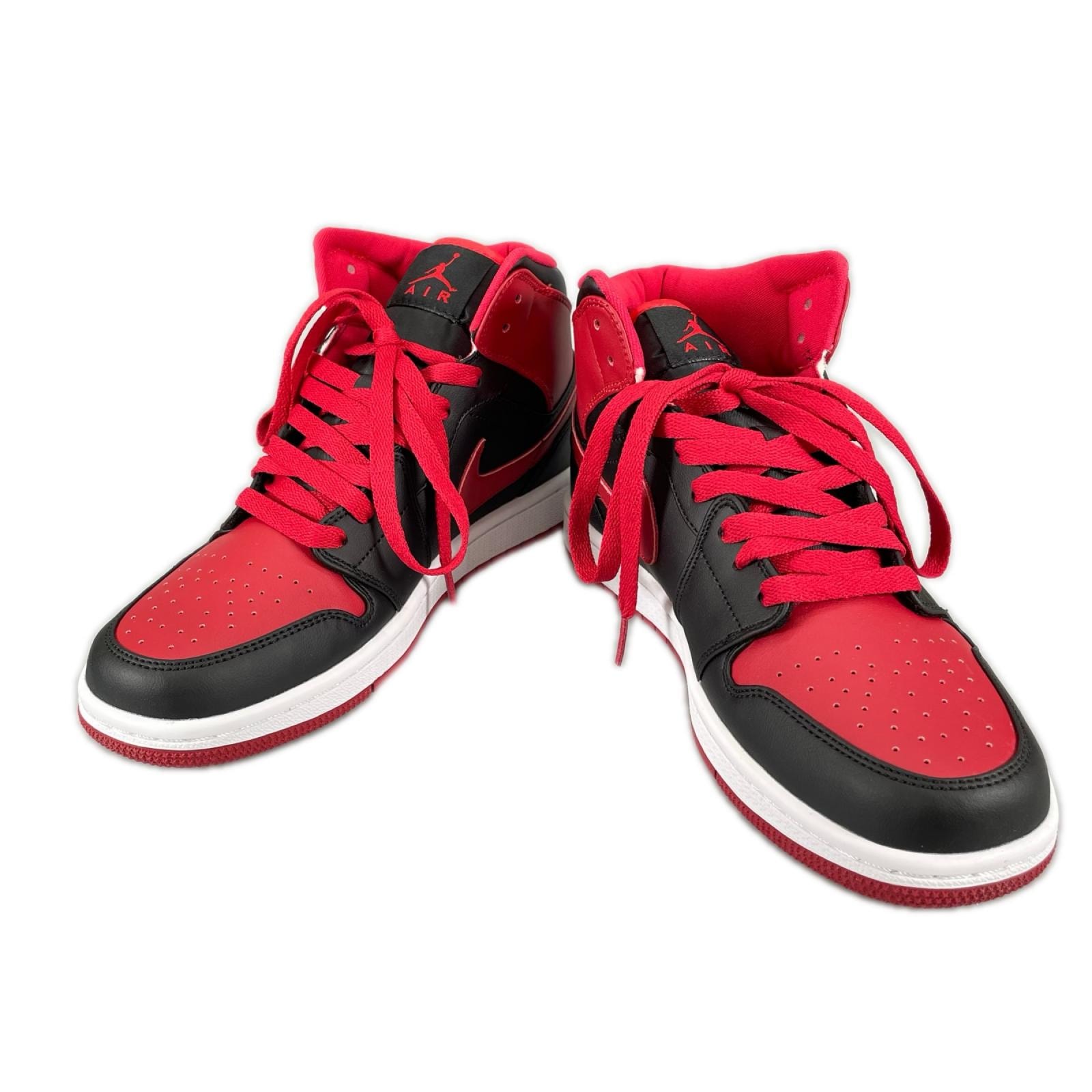 未使用品 NIKE ナイキ エアジョーダン1ミッド DQ8426-060-255-A スニーカー レザー/ラバー レッド ユニセックス 25.5 40.5 7.5 "ブレッドトゥ"【古着】【中古】