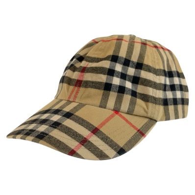 BURBERRY バーバリー チェック柄 サイズM/58cm ベージュ コットン キャップ 帽子 1-0294253 【中古】