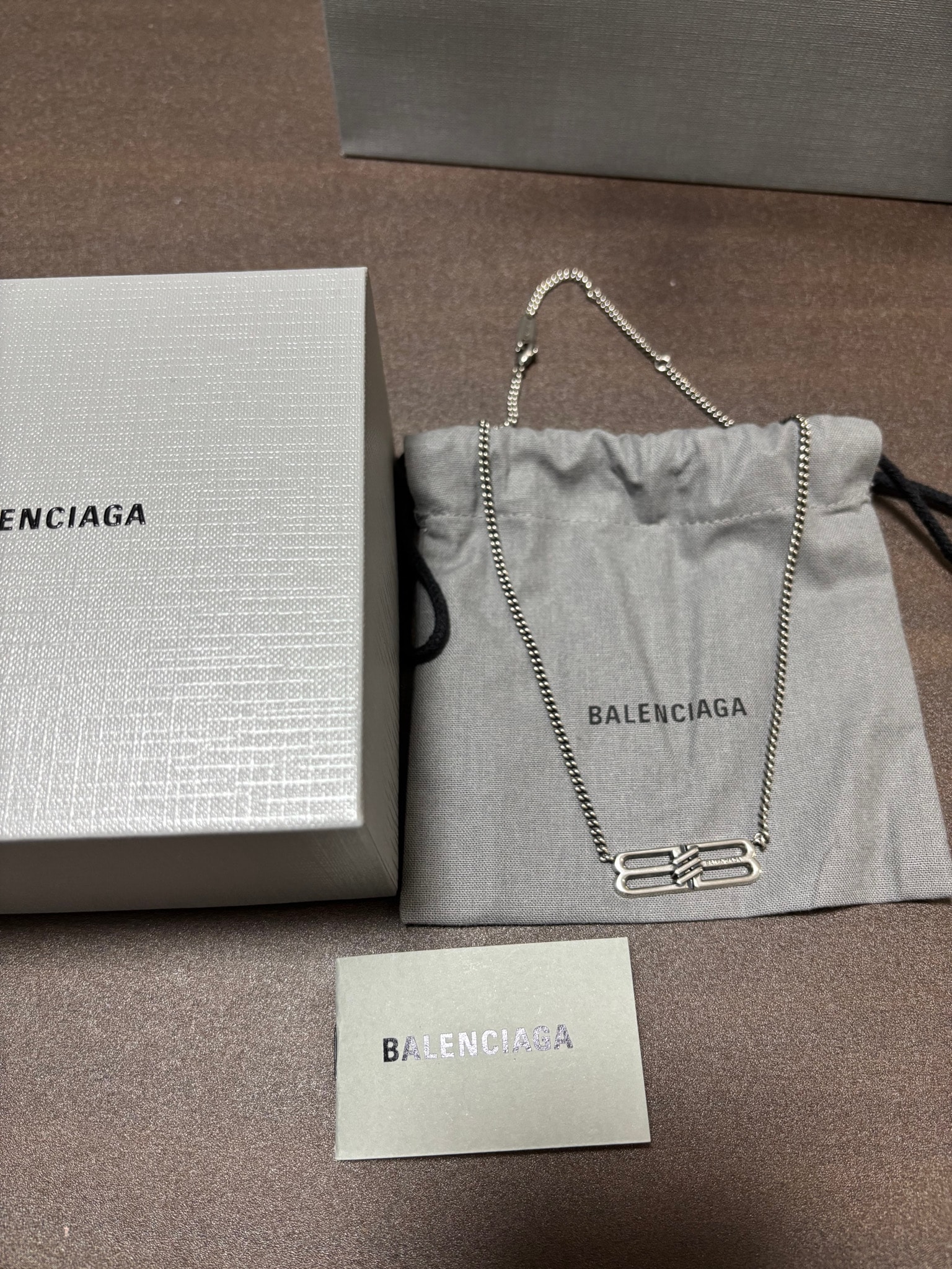 BALENCIAGA BB Icon Necklace "Antique Silver"