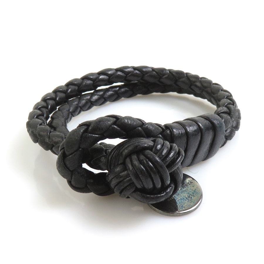 ボッテガヴェネタ BOTTEGAVENETA ブレスレット レザー ブラック ユニセックス【中古】 r10916a