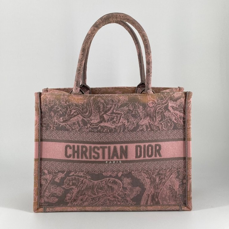 Christian Dior(クリスチャンディオール) ブックトート ミディアム トワル ドゥ ジュイ エンブロイダリー トートバッグ ピンク