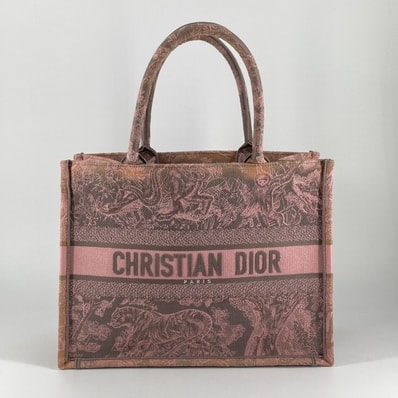 Christian Dior(クリスチャンディオール) ブックトート ミディアム トワル ドゥ ジュイ エンブロイダリー トートバッグ ピンク