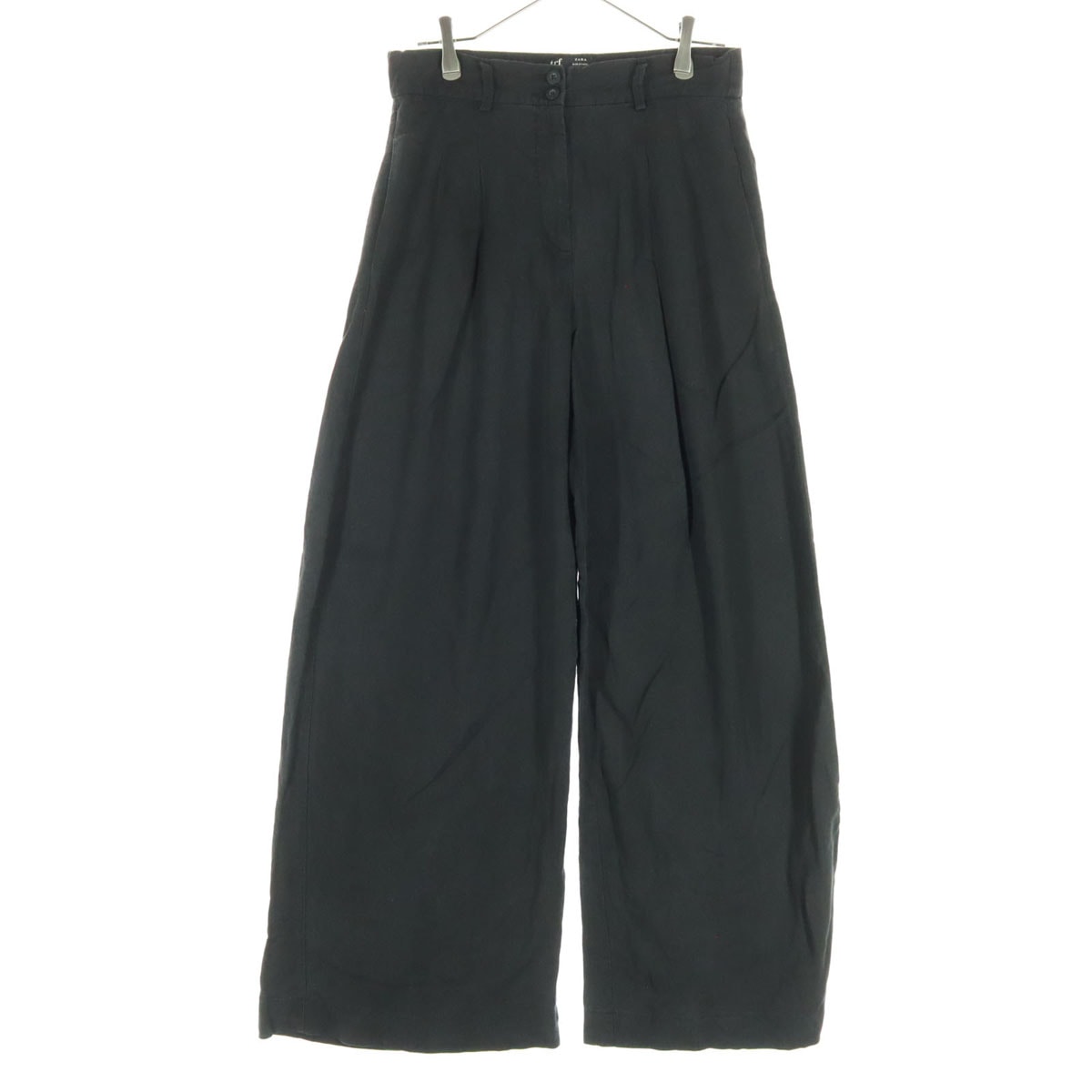 ZARA ザラ trfコレクション タック ワイドパンツ M ブラック 再生繊維
