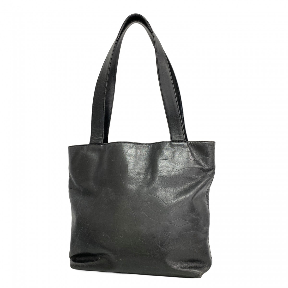 【6ce5884-k】シャネル トートバッグ ラムスキン ブラック ゴールド金具【中古】レディース