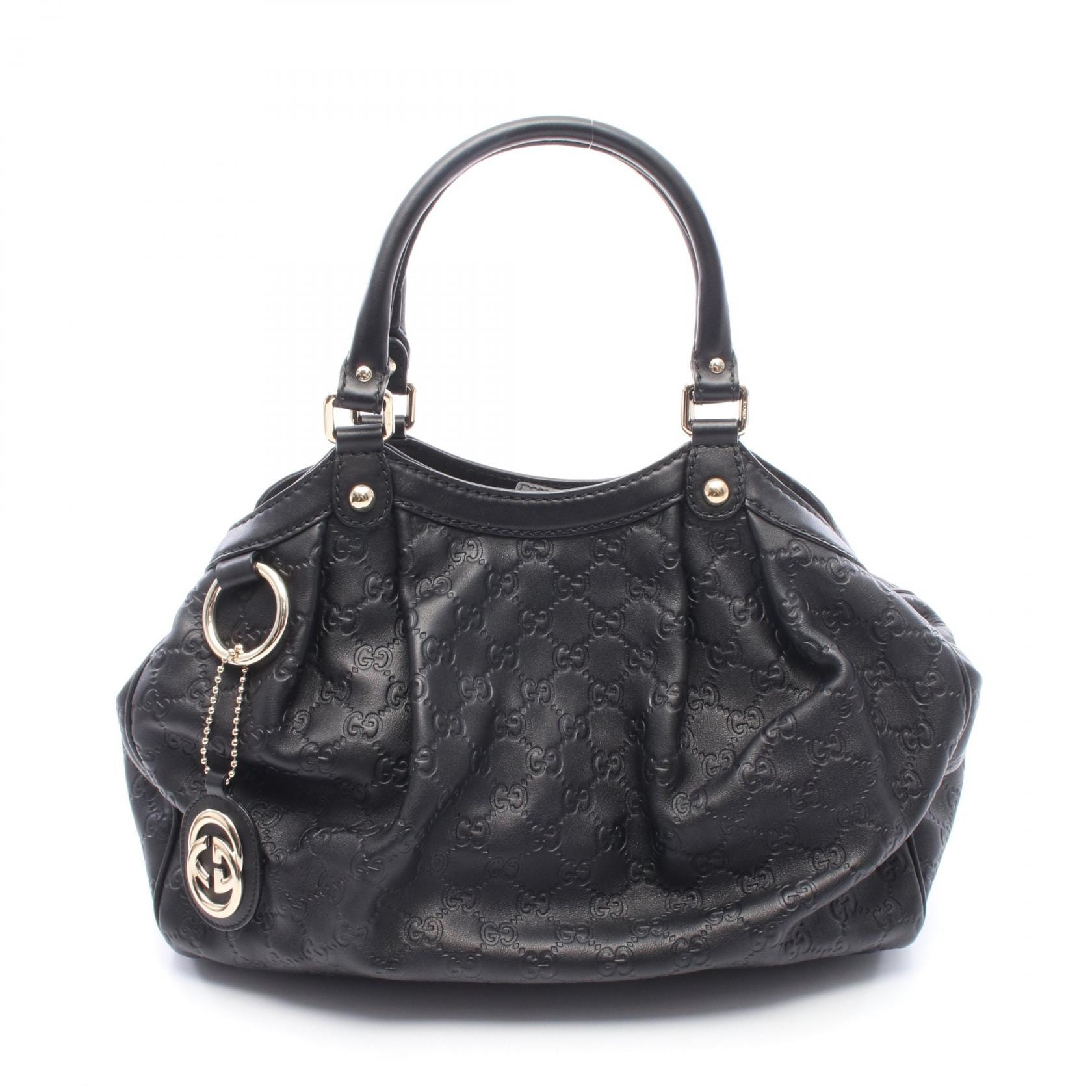 グッチ GUCCI スーキー グッチシマ ハンドバッグ バッグ レザー レディース ブラック系 211944 【中古】