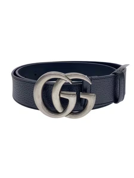 Gucci DoubleG Buckle Leather Belt "Black/Silver"