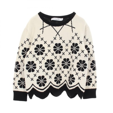 ディオール Dior 花柄 ニット 衣料品 トップス ウール レディース アイボリー系 / ブラック系 6E24505AM515 【中古】