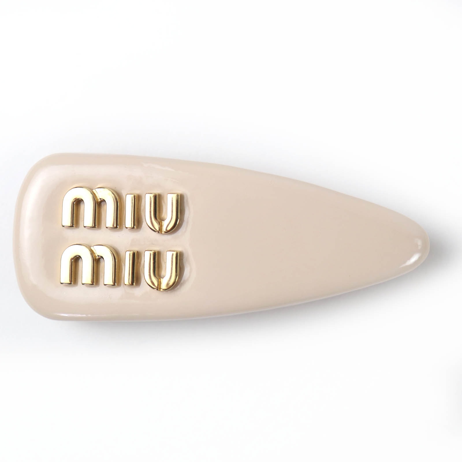 極美品 ミュウミュウ バレッタ パテントレザー ヘアクリップ 5IF092