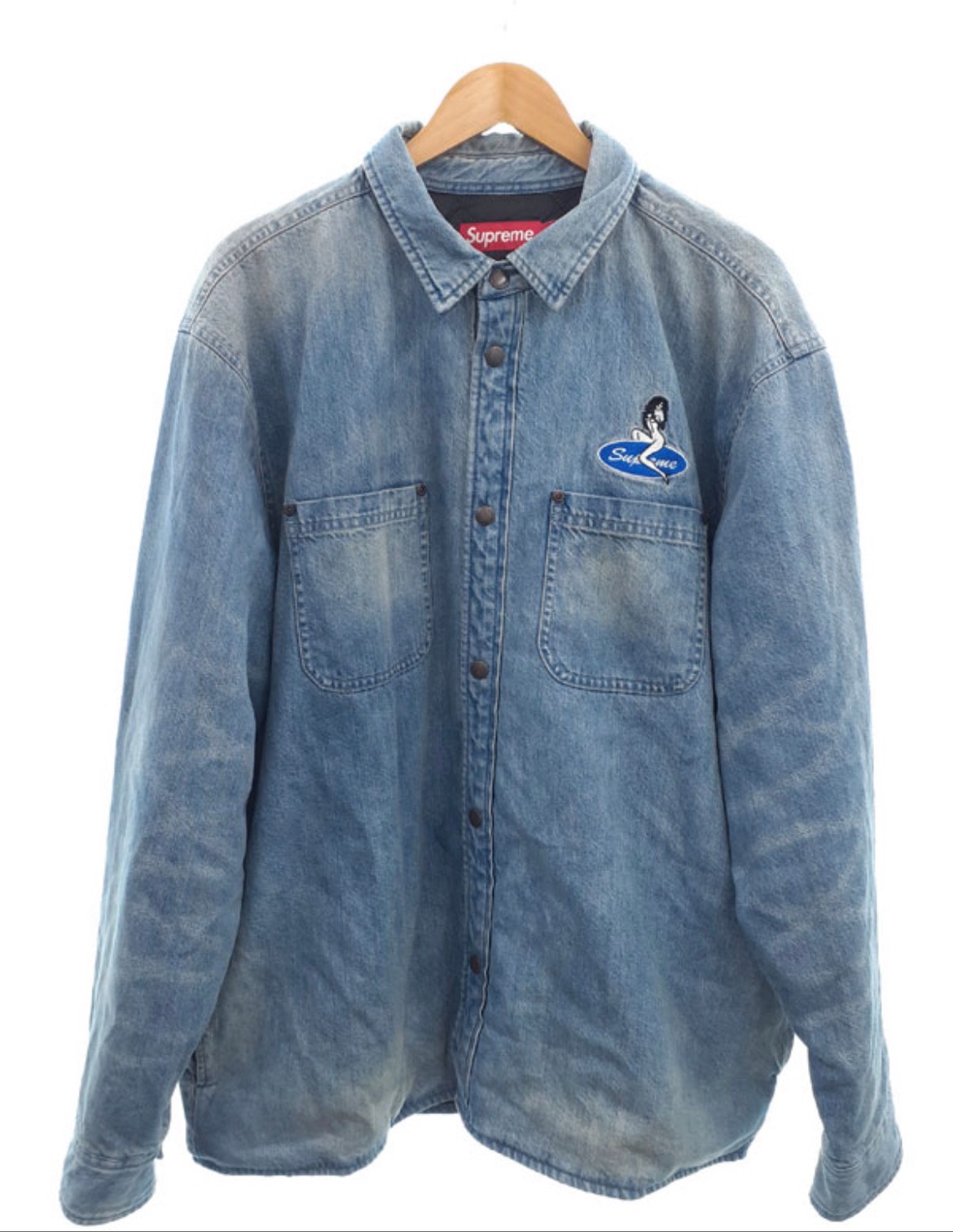 Supreme Quilted Lined Denim Snap Shirt "Dirty Indigo"