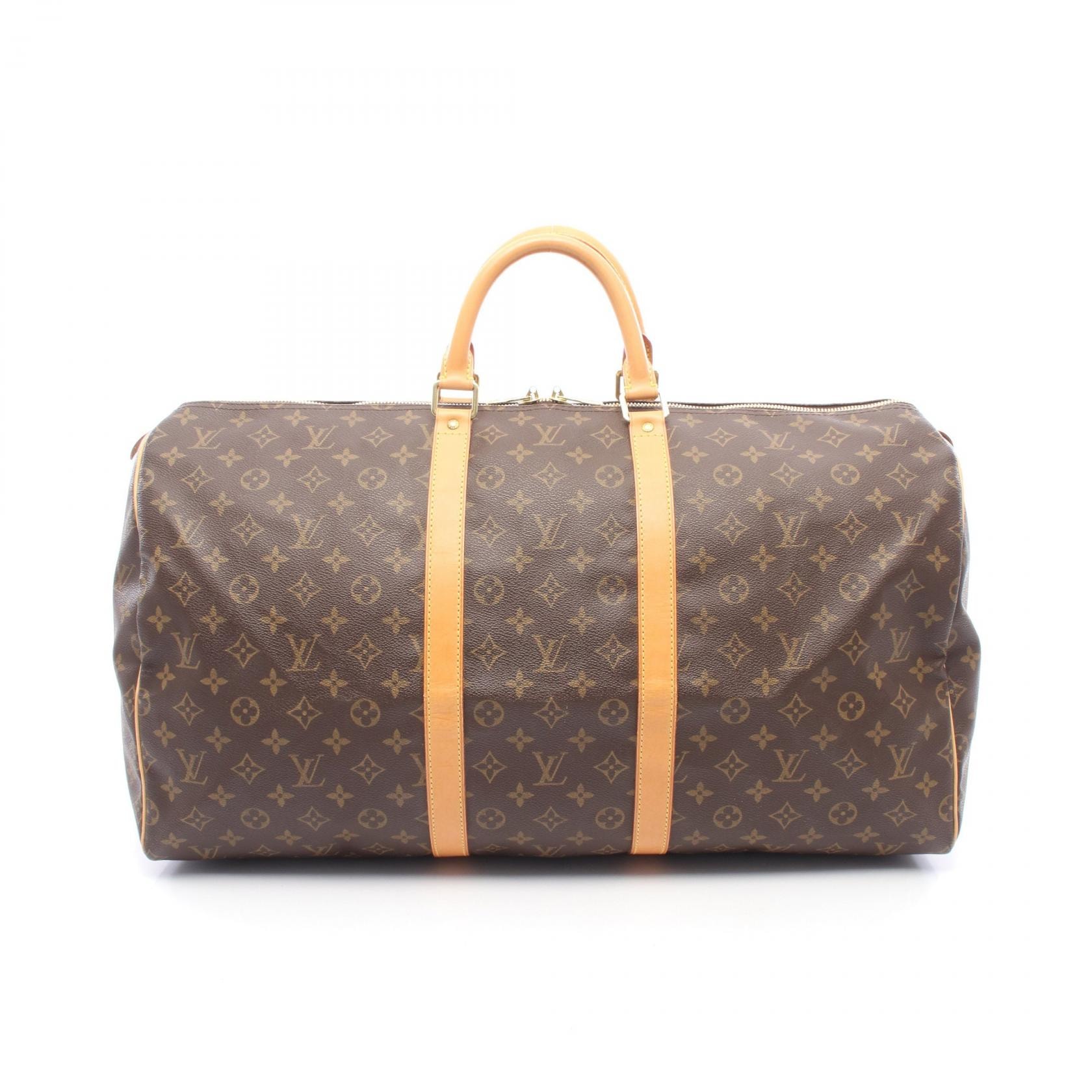 ルイ・ヴィトン LOUIS VUITTON キーポル55 モノグラム ボストンバッグ バッグ PVCコーティングキャンバス レザー メンズ レディース ブラウン系 M41424 【中古】