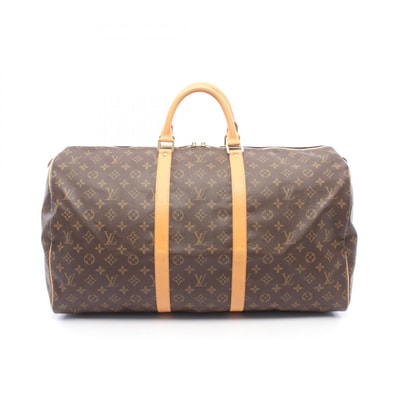ルイ・ヴィトン LOUIS VUITTON キーポル55 モノグラム ボストンバッグ バッグ PVCコーティングキャンバス レザー メンズ レディース ブラウン系 M41424 【中古】