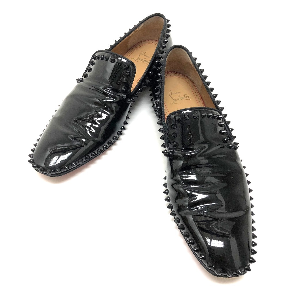 クリスチャンルブタン Christian Louboutin スタッズ  ローファー 靴 革靴 レザーシューズ パテントレザー ブラック