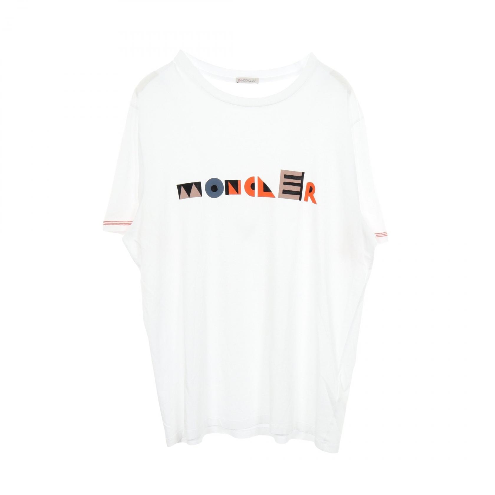 モンクレール MONCLER ロゴ 半袖Tシャツ 衣料品 トップス コットン メンズ ホワイト系 【中古】