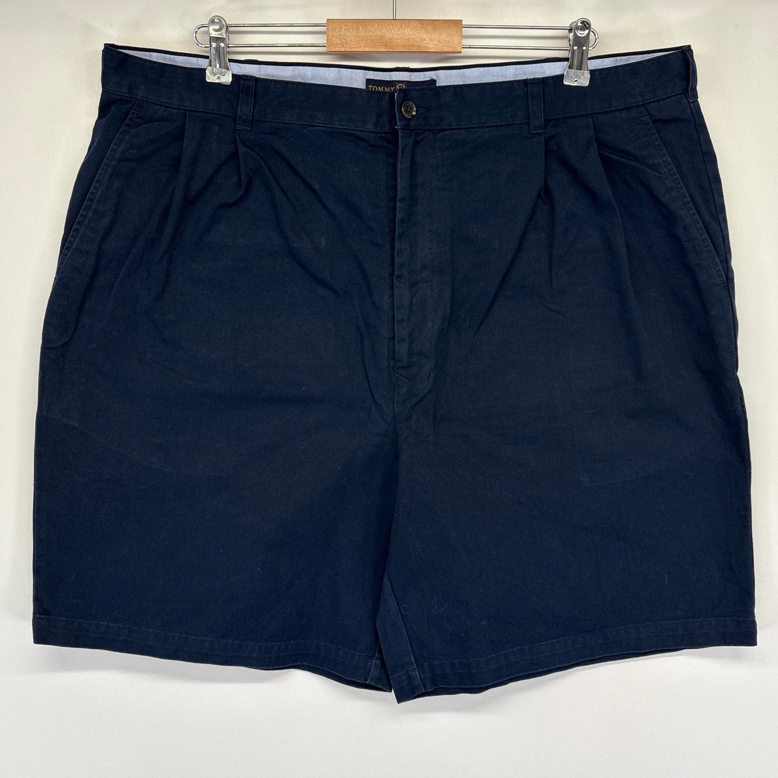 古着 トミーヒルフィガー TOMMY HILFIGER ショートパンツ チノショーツ ハーフ 短パン ツータック w42  ネイビー メンズ