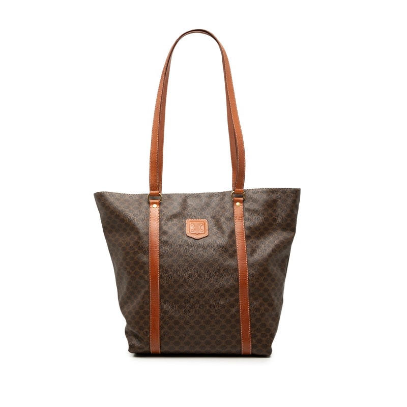 セリーヌ マカダム トートバッグ ショルダーバッグ ブラウン PVC レザー レディース CELINE 【中古】