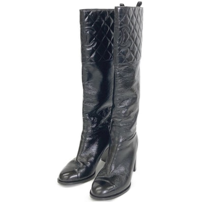 シャネル G45200 ココマーク ラムスキン マトラッセ ロングブーツ 36C