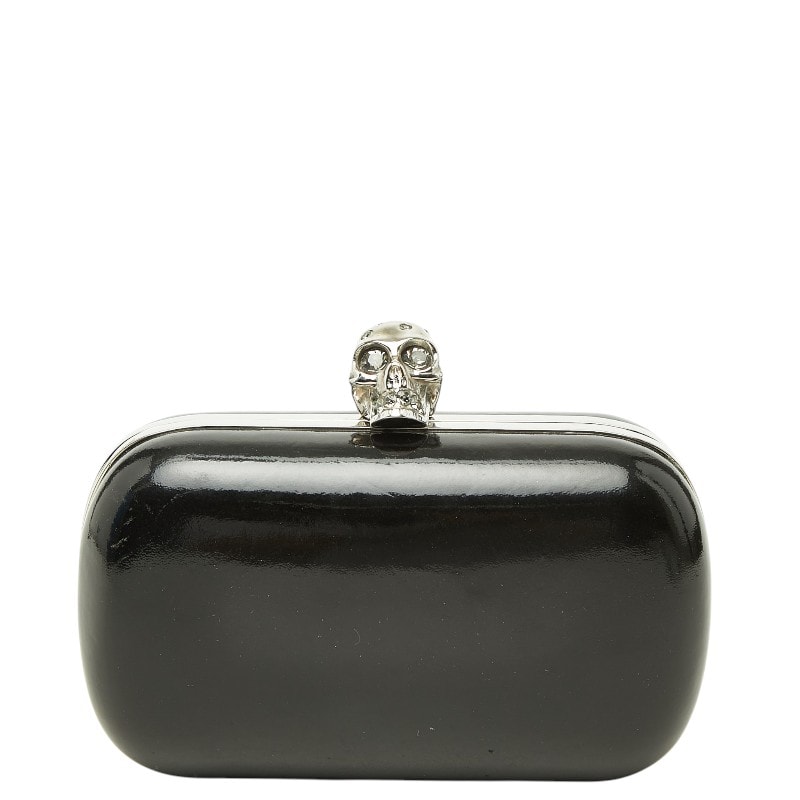 アレキサンダーマックイーン スカル クラッチバッグ ブラック パテントレザー メタル レディース Alexander McQueen 【中古】