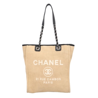 シャネル ドーヴィルPM トートバッグ キャンバス ベージュ レディース CHANEL 中古