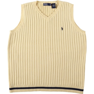 古着 ラルフローレン Ralph Lauren POLO by Ralph Lauren リブ編み Vネック コットンニットベスト レディースL相当/eaa670440
