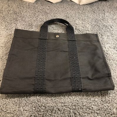 HERMES Her Line Canvas Tote Bag "Gray"