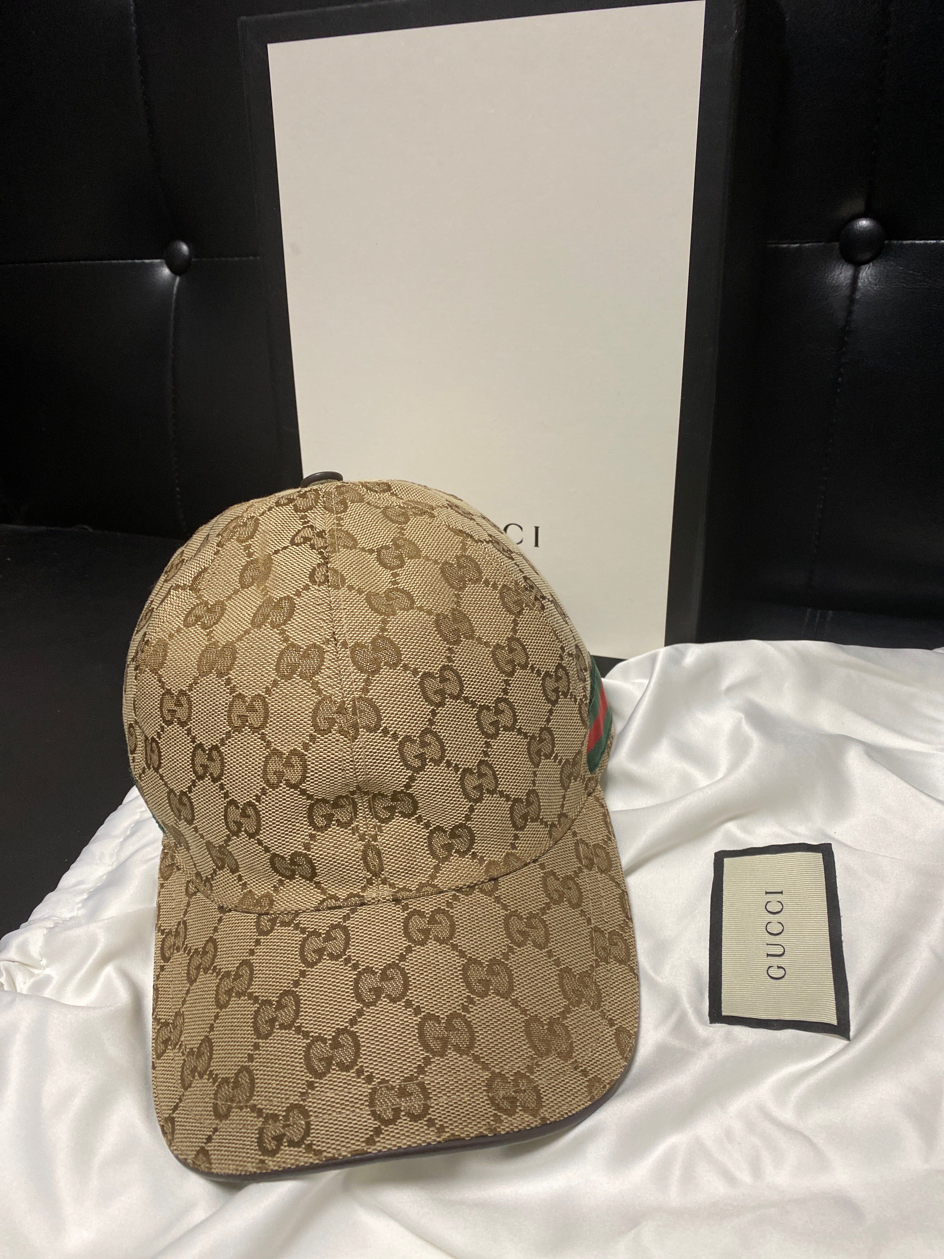 GUCCI Original GG Canvas Baseball Hat With Web "Beige/Ebony"