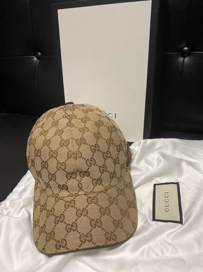 GUCCI Original GG Canvas Baseball Hat With Web "Beige/Ebony"
