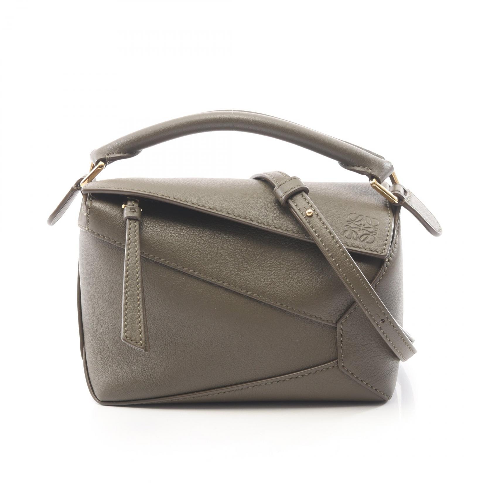 ロエベ LOEWE PUZZLE EDGE MINI パズル ミニ 2WAY ハンドバッグ バッグ レザー レディース カーキ系 A510P88X26 【中古】