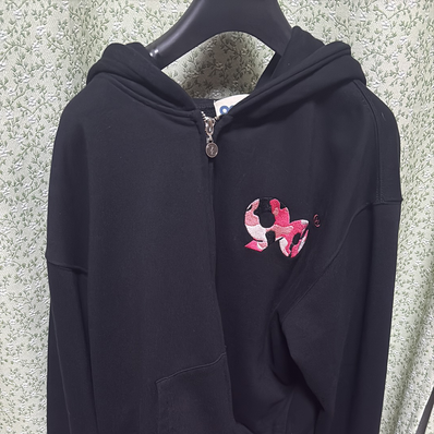 9090 90 Logo Assort Zip Hoodie "BLACK PINK CAMO"