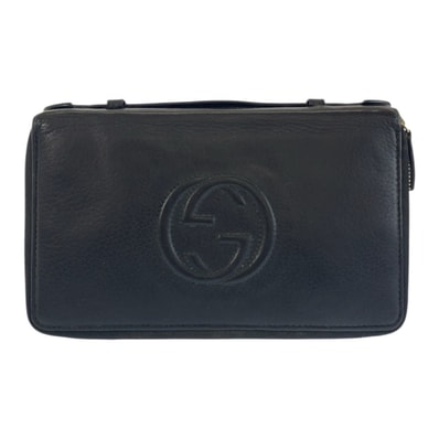 GUCCI グッチ ソーホー ブラック 黒 ゴールド金具 レザー 長財布 オーガナイザー トラベルドキュメントケース 600244 【中古】