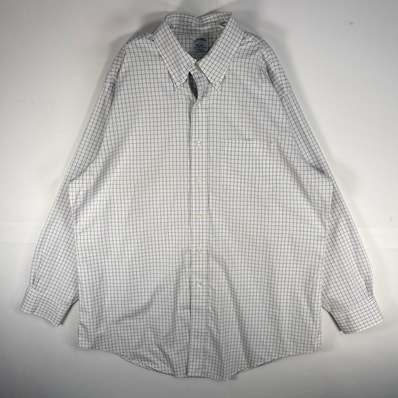古着 ブルックスブラザーズ Brooks Brothers 長袖シャツ SLIM FIT 胸ポケ ボタンダウン XL ホワイト系 チェック メンズ